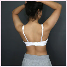 Load image into Gallery viewer, Back view of Miss Juliet Monika Sustainable Bamboo Bra in White
